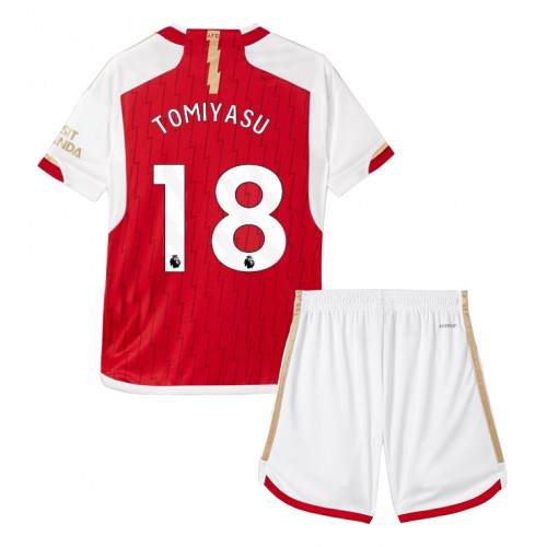 Fotbalové Dres Arsenal Takehiro Tomiyasu #18 Dětské Domácí 2023-24 Krátký Rukáv (+ trenýrky)